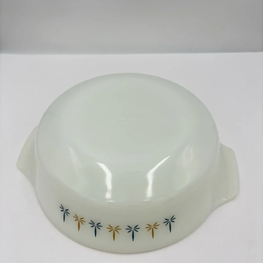2 VTG Anchor Hocking Fire King Candle Glow 1.5 Qt Casserole 437 & 1 Qt Loaf 441